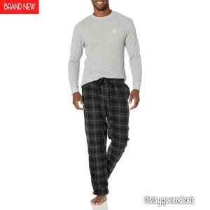 Men's Polar Fleece Sleep Set with Thermal Top, Loose Fit